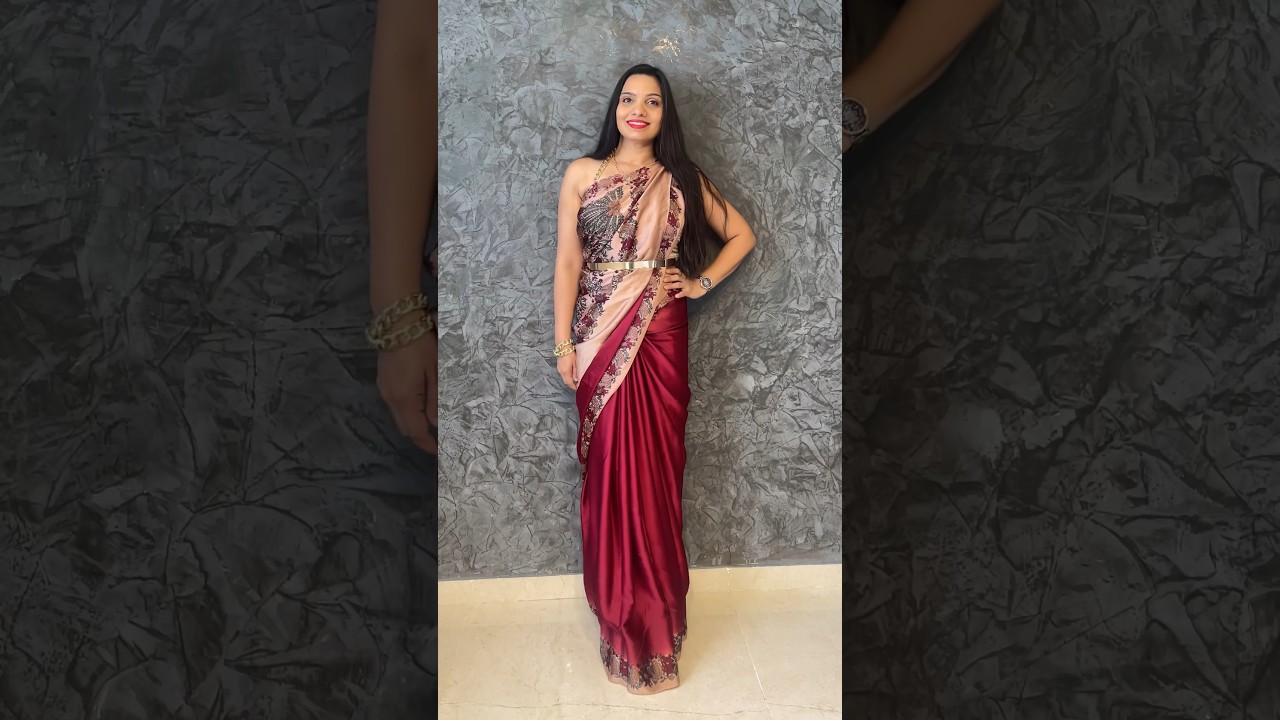 Buy Maroon Saree In Georgette Net With Embellished Net Blouse Online -  Kalki Fashion